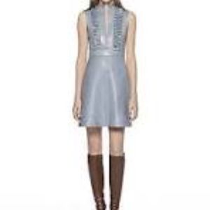 COPY - Gucci grey leather mini dress with ruffle front- AS IS